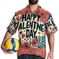 thumbnail image 4 of Valentine's Day Font Men's Short Sleeve Spread Collar Tops, Casual Button Down Shirts, Printed Summer Beach Shirts, Unisex, 4 of 6