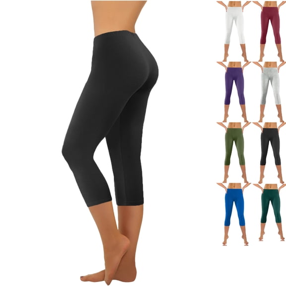 Yoga Pants Women Trendy Solid Color Comfortable Workout Pants Soft Seamless Tight Fitted 3/4 Pants for Casual Wear