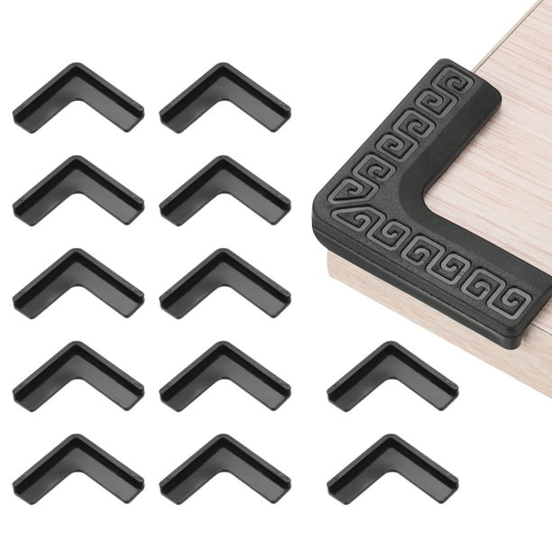 Protectores de Esquina Uxcell 12Pcs Protectores de Esquina para Mesa, Guardas de Esquina de Muebles y Bumpers de Bordes (Negro)