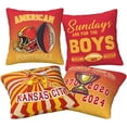 thumbnail image 2 of Football Throw Pillow Covers American Football Sport Team Decor Cushion Case Decoration Set of 4 Pillowcases Football Style Gifts for Football Lovers Fan for Sofa Bed Couch Car 20"X20", 2 of 6
