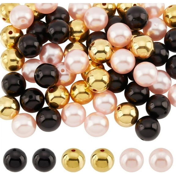 1box 60pcs 20mm Bubblegum Beads 3 colors Resin Round Spacer Beads Chunk Beads Imitation Pearl Beads for Jewellery Bracelet Necklace Pen bag Chain Making Crafts Supplies