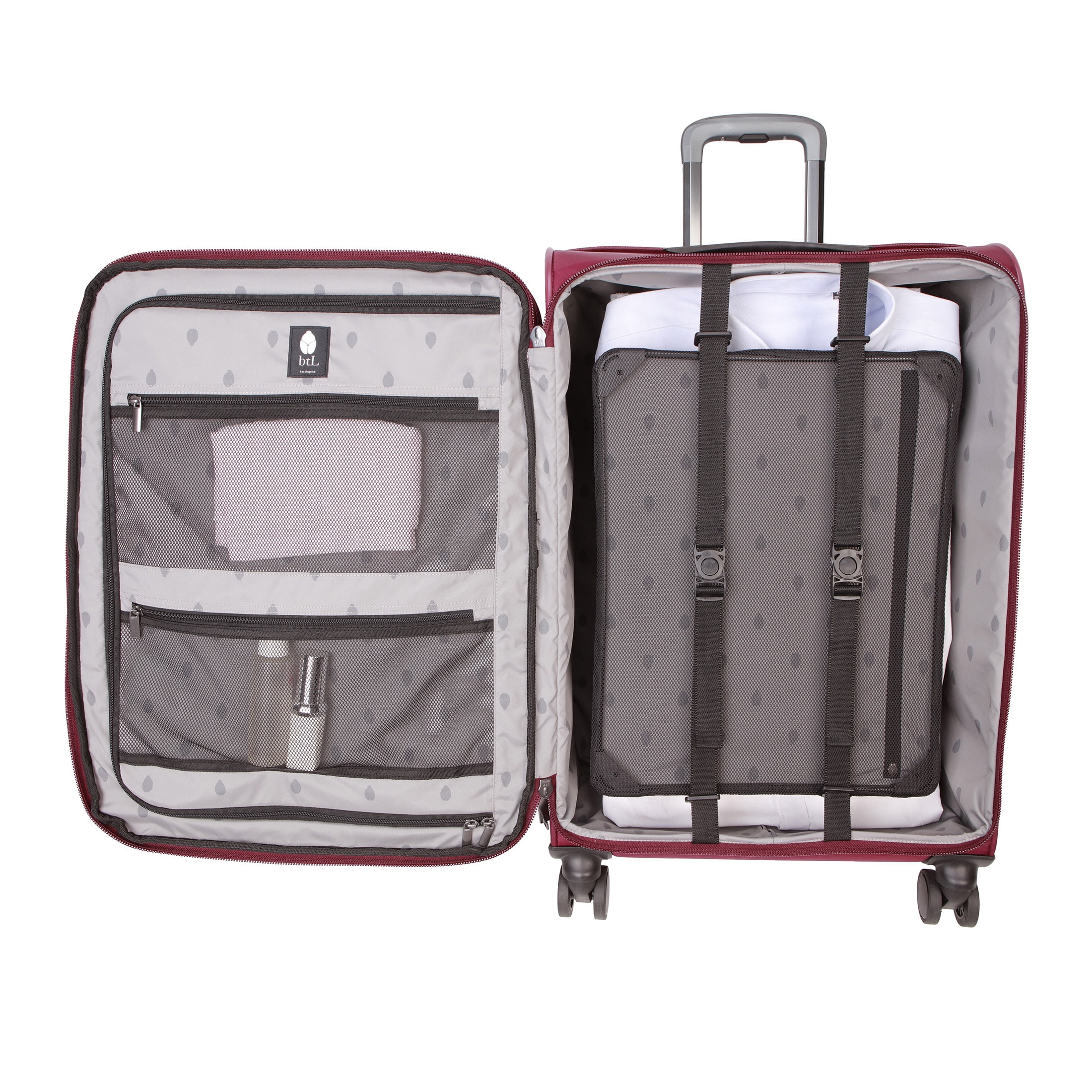 btL 28-inch Expandable Nylon Softside Checked Upright Luggage With 360 Spinner Wheels and Divider Pockets, Windsor Wine