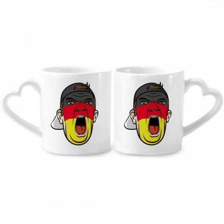 

Germany Flag Makeup Head Screang Cap Couple Porcelain Mug Set Cerac Lover Cup Heart Handle