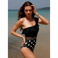 thumbnail image 5 of Jusfitsu Womens One Shoulder Swimsuits Ruffle One Piece Bathing Suits for Women Tummy Control Hollow Out Mesh Monokini, 5 of 7