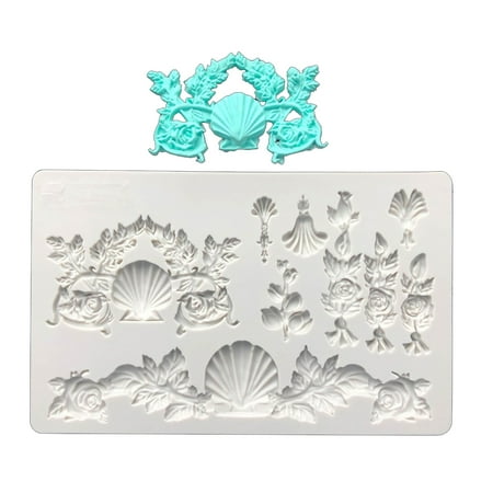 

GENEMA DIY Vintage Relief Shape Cake Border Molds Silicone Mould Curlicues Fondant Mold