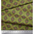 thumbnail image 2 of Soimoi Green Cotton Poplin Fabric Stripe & Diamond Geometric Decor Fabric Printed Yard 42 Inch Wide, 2 of 3