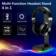 thumbnail image 4 of Soporte para audífonos D9 con iluminación RGB - Base ergonómica para gamers, diseño negro resistente ABS, voltaje 5V, chip MW7250S, ideal para exhibir tus audífonos (30x15x4cm, 365g), 4 of 6