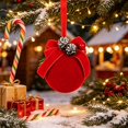 thumbnail image 5 of Dmlowu Christmas Tree Decorations, Shatterproof Red Christmas Ball Ornaments with Bow and Pinecones, Vintage Flocked Ornaments for Christmas Tree Holiday Decor, 5 of 7