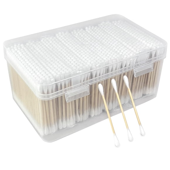 Egaageoi Hisopos de algodón de bambú 800 unidades – Bastoncillos de algodón de doble punta para limpieza de oídos, maquillaje, manualidades y cuidado personal – Hisopos orgánicos biodegradables y suav