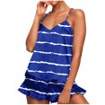 thumbnail image 2 of pstuiky Women Pajama Sets Fashion Striped Print Cami Pajama Sets Summer Loose Fit Crew Neck Sleeveless Sleepwear with Shorts Blue L, 2 of 9