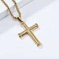 thumbnail image 2 of 14K Yellow Gold Jesus Religious Corss Pendant Necklace Link Women Men Jewelry, 2 of 7