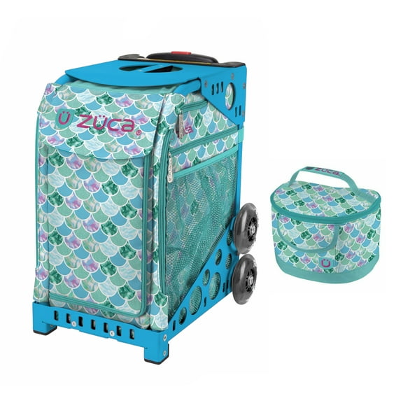 Zuca 18" Sport Bag - Kokomo Mermaid with Lunchbox (Limited Edition) with Flashing Wheels (Blue Frame)