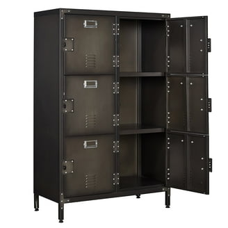 Aobabo 42 Inch Black Steel Storage Cabinet with Locking Doors