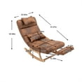thumbnail image 7 of Rocking Chair with Footrest, Polyester Upholstered Accent Rocker with Waist Pillow, High Back Rock Chair Leisure Chair with Soft Headrest and Solid Wood Legs for Living Room Bedroom Office, Coffee, 7 of 7