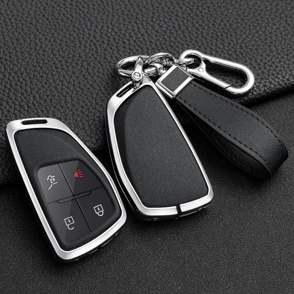 Key Fob Cover Compatible with Fit for Buick Envision Avenir for Chevy Suburban Tahoe for GMC Yukon Denali Sierra Silverado PU Leather 3 4 5 6 Button Smart Keyless Keychain Case Holder Protector