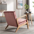 thumbnail image 4 of Xukmct Upholstered Velvet Accent Chair with Wood Frame, Mid Century Modern Fabric Armchair for Living Room, Bedroom, Office, Rose Red, 4 of 7