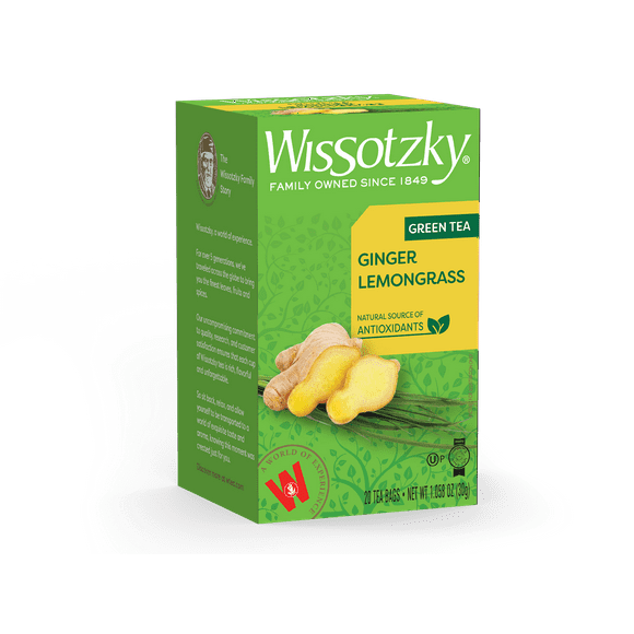Wissotzky, Green Tea, Ginger and Lemongrass Flavored 20pk