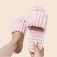 thumbnail image 5 of Risckoth Women's Fuzzy Slippers Open Toe Quilted Design Scalloped Edge Cozy Indoor Slides, Pink, 5 of 5