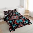 thumbnail image 3 of Homewish Western Boho Tribal Queen Comforter Set,Abstract Geometric Desgin Bedding Sets,Red Cyan Black Bedding Comforter Set For Girls Boys,Microfiber Bedroom Decor Reversible,3-Piece, 3 of 8