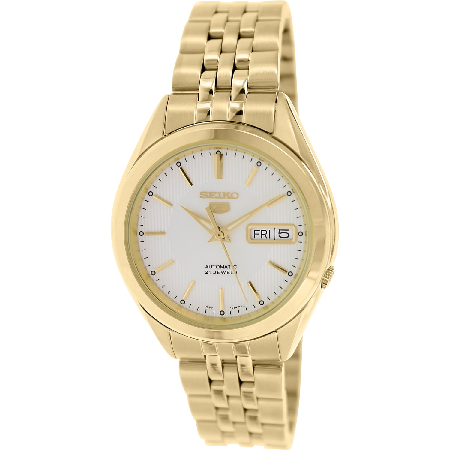 Seiko Men s 5 Automatic SNKL26K Gold Stainless Steel Automatic Dress Watch Walmart