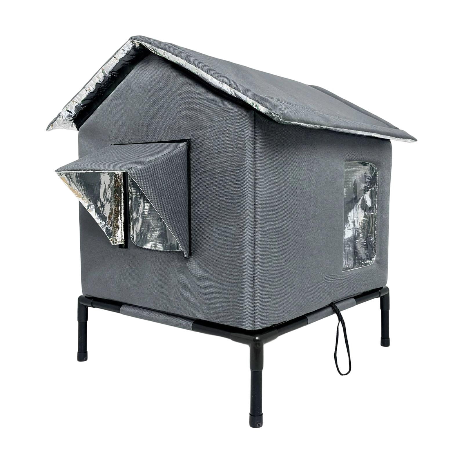 EHJRE Outdoor Cat House Feral Shelter Insulated Waterproof Tent Windproof Portable Kitty Enclosure with Oxford Cloth And Aluminum Foil for Community Porch G L