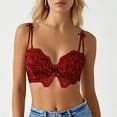 thumbnail image 2 of Telankuip Women's Fashion Lace Bras Comfortable Everyday T Shirt Bralettes Full Coverage Support Seamless Soft Cup Wireless Bras for Casual Wear Red 34, 2 of 5