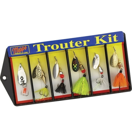 UPC: 0022141990286 | Mepps Trouter Kit – Plain and Dressed Lure Assortment