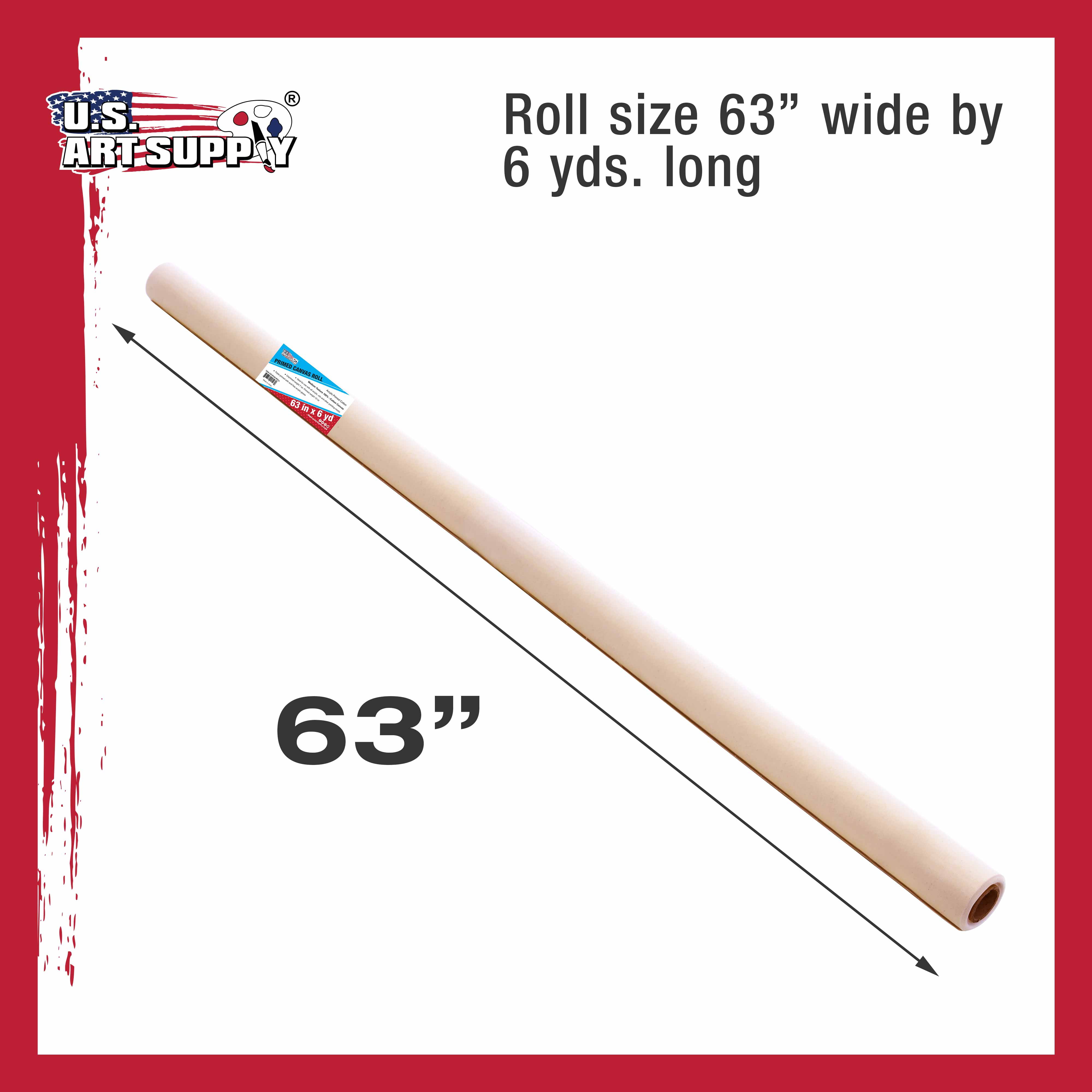 U.S. Art Supply 63" Wide x 6 Yards (18 Feet) Long Unstretched Canvas Roll - 100% Cotton, 12oz Triple Primed Gesso, Acid-Free - Pro Artist Quality, Oil & Acrylic Painting, Murals Backdrop, Cut Size