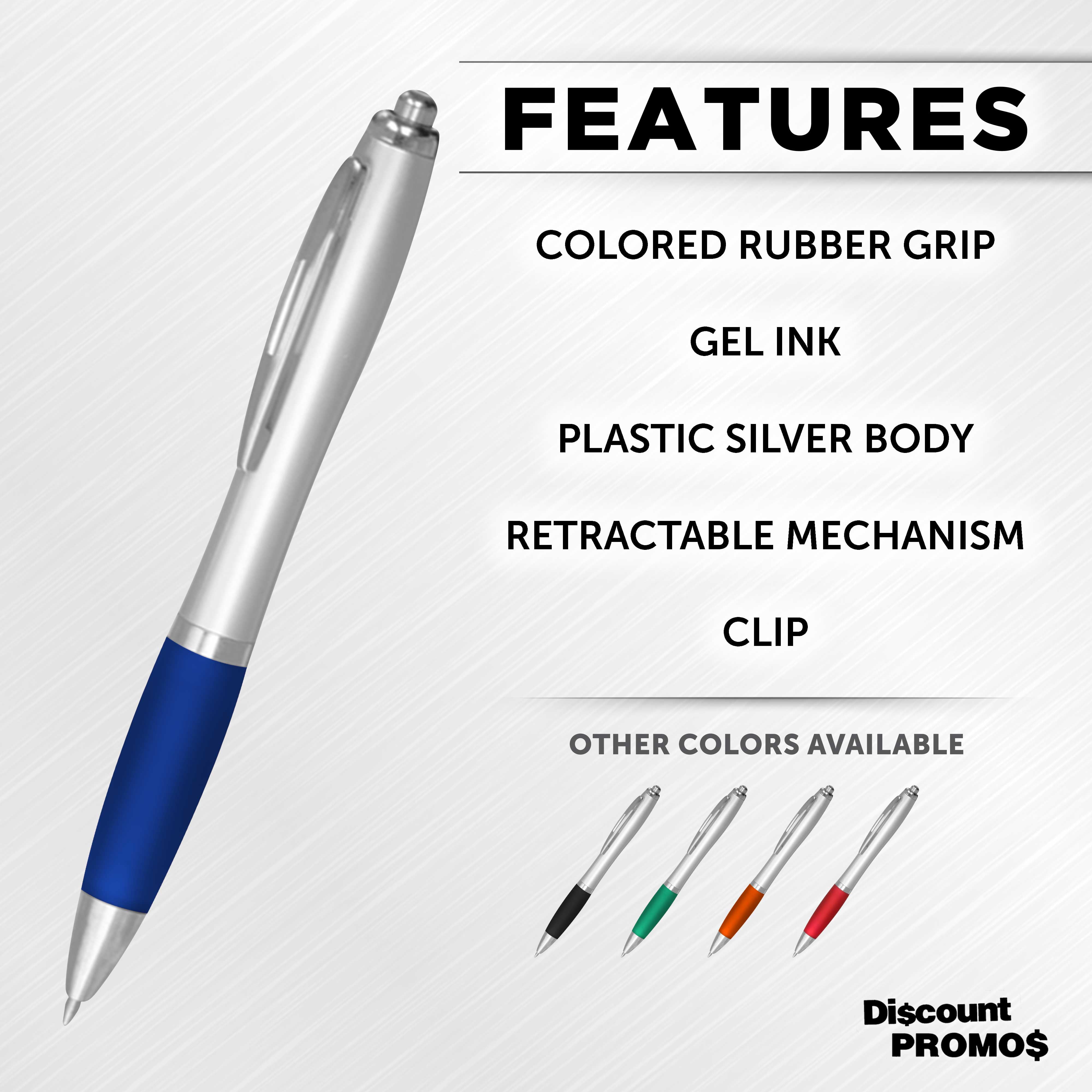 Colored Grip Gel Pens - 10 pack - Customizable Text, Logo - BlueBI