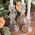 thumbnail image 3 of BalsaCircle 3 Clear Fluted Crystal Glass Taper Candle Holders Wedding Party Events Decorations Supplies, 3 of 8