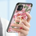 thumbnail image 3 of Feishell Compatible with iPhone 11 6.1 inch Flower Pattern Case with Diamond Ring Holder Support Magnetic Car Mount,Shockproof Luxury Glossy Glass Slim Phone Case for Women Girls,C, 3 of 13