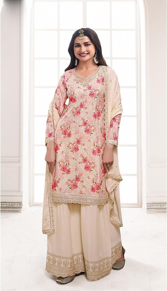 Ready to Wear Pakistani Sharara Plazzo Suits Indian Designer Salwar Kameez  Dress ( White, L - 42 ) - Walmart.com