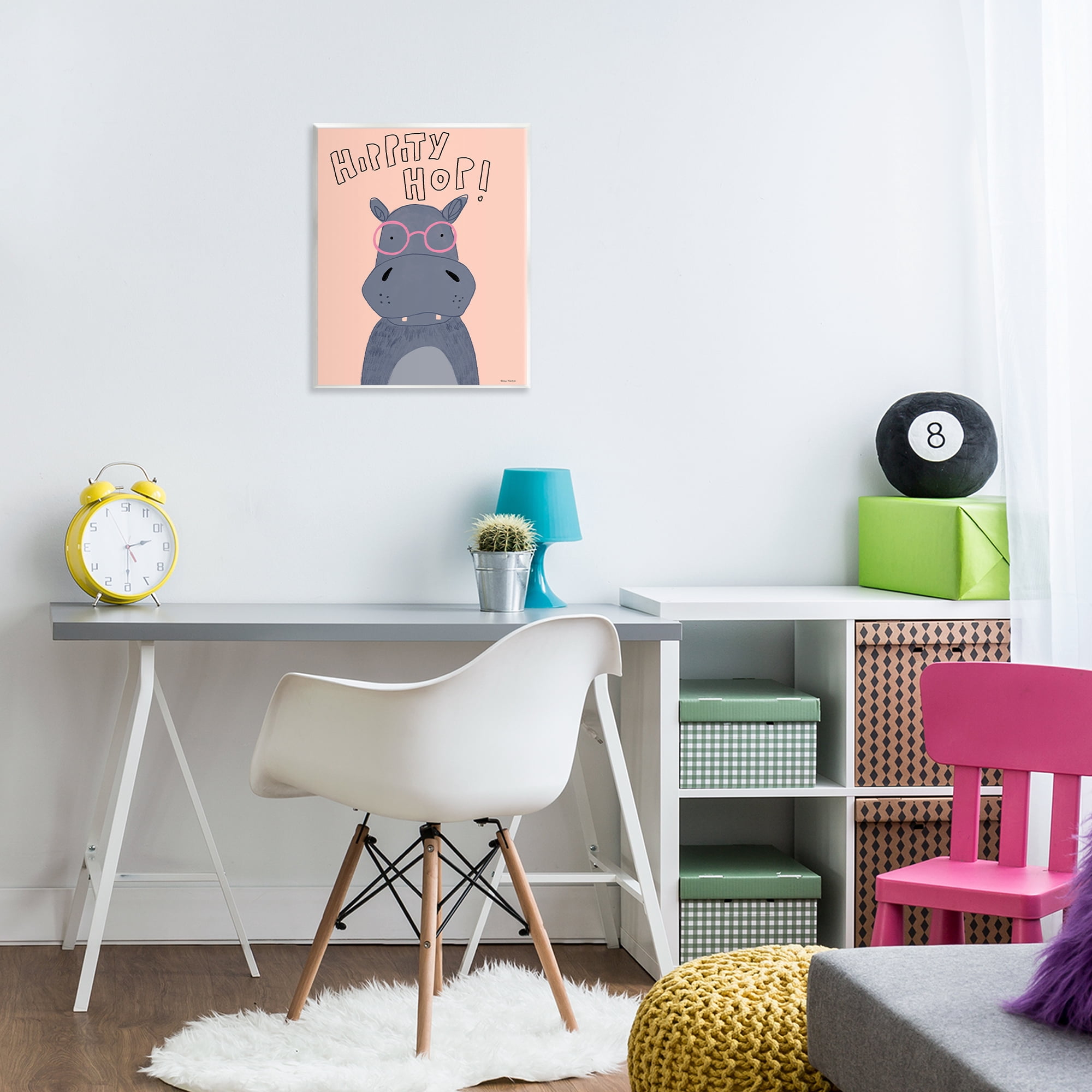 Stupell Industries Hippity Hop Hippo Wall Plaque Art, design by Rachel Nieman