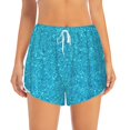 thumbnail image 2 of Picia Blue Glitter Pattern Women's 2 in 1 Athletic Running Shorts High Waisted Workout Casual Gym Sweat Shorts with Comfy Liner Zipper Pockets-Small, 2 of 9