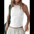 thumbnail image 3 of Camiseta Básica de Tirantes para Mujer, Sin Mangas, Larga, Acanalada, Ajustada, con Espalda Nadadora, Cuello Alto y Cuello Redondo S, 3 of 9