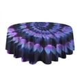 thumbnail image 5 of Blue Purple Tie Dye Pattern Round Tablecloth 60"x60",Wrinkle Wipeable Table Cloth for Kitchen Dining Room Picnic Patio Party, 5 of 6