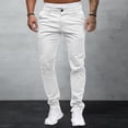 thumbnail image 3 of Lohuatrd Men Pants Mid Waist Zipper Button Closure Thin Pockets Solid Color Slim Fit Soft Breathable Casual Ankle Length Pencil Pants, 3 of 8