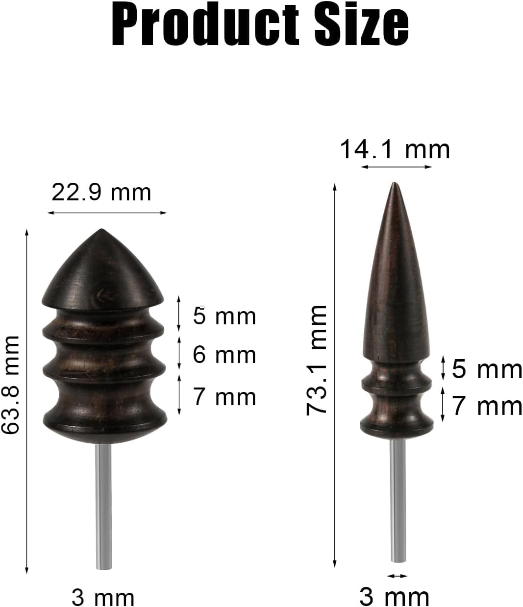 2pcs Leather Burnisher Bits for Rotary Tools, 2 Styles Leather Burnishing Tips Edge Burnishing Tool Polishing Head Accessories for Leather Craft Hand Making