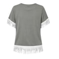 thumbnail image 5 of Women's Vintage Fringed Patchwork Round-Neck Short-Sleeve Blouse for Spring Summer, 5 of 8