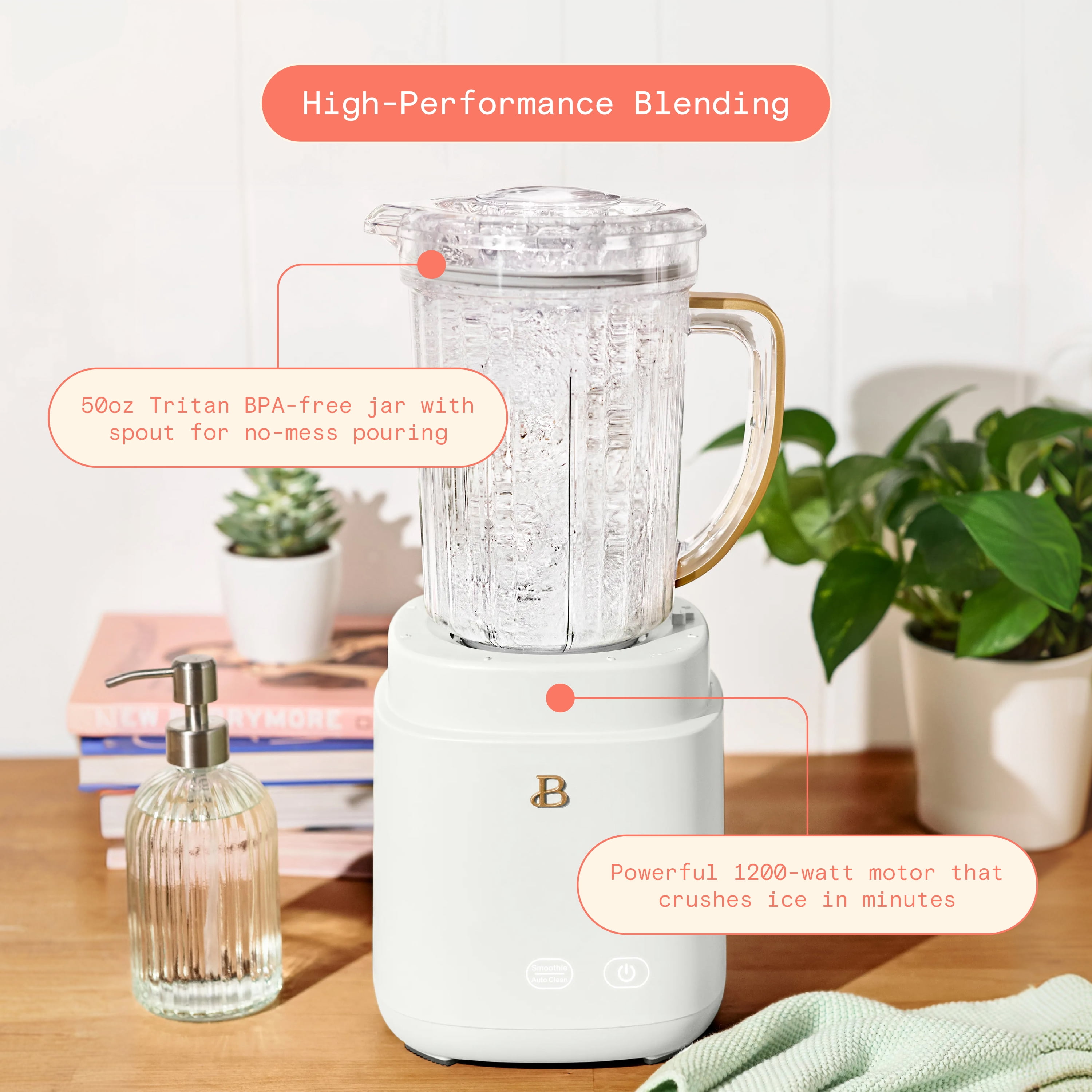 Beautiful 3-in-1 Kitchen System, Blender, Food Processor & Personal Blender, White Icing by Drew Barrymore