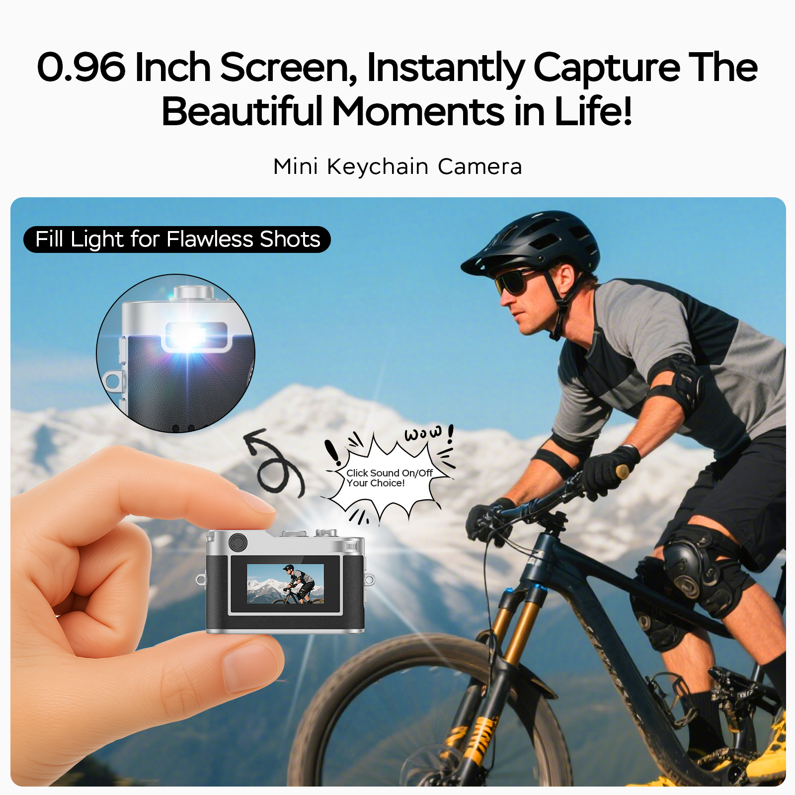 Mini Digital Camera,0.96" Small Keychain Camera,1080P Tiny Camera with 32GB Card, Fill-in light,Landyard,USB Cable for Travel, Concert, Study Recording, Gift for Kids Black