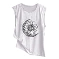 thumbnail image 4 of SMihono Clearance Tunic Tank Tops for Women Girls Fashion Ladies Blouse Shirts Sleeveless Comfy Crew Neck Sunflower and Moon Print Loose Fit Casual Summer Trendy Female Leisure White M, 4 of 4