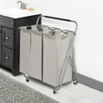 thumbnail image 3 of Mainstays trieur de linge à 3 bacs, chariot de tri de linge pour adulte, 3 sacs amovibles avec poignées pour une meilleure portabilité, 4 roulettes, dont 2 avec casiers, 3 of 10