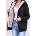 thumbnail image 4 of Women's Fleece Jacket Casual Full Zip Up Hoodie Thick Warm Sweatshirt Fall Winter Coat With Pockets,Black,3XL, 4 of 6