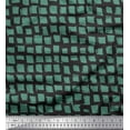thumbnail image 1 of Soimoi Green polyester Crepe Fabric Stripe & Square Geometric Printed Craft Fabric by the Yard 52 Inch Wide, 1 of 3