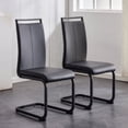 thumbnail image 2 of Noble House A set of 2 black PU leather dining chairs: black metal frame, 2 of 10