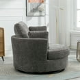 thumbnail image 3 of Aukfa 42" Oversized Swivel Accent Chair w/ Lumbar Pillow, Living Room Barrel Chair Read Chair, Gray, 3 of 8