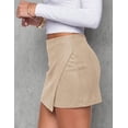 thumbnail image 4 of PRETTYGARDEN Fall Mini Skirts for Women Trendy High Waisted Asymmetrical Knit Suede Skirt Shorts Cute Y2k Outfits, 4 of 9
