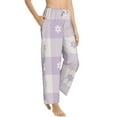 thumbnail image 2 of Xecao Floral Purple Buffalo Plaid Women's Straight Lounge Pajama Pants: The Epitome of Relaxed Sleepwear, 2 of 9