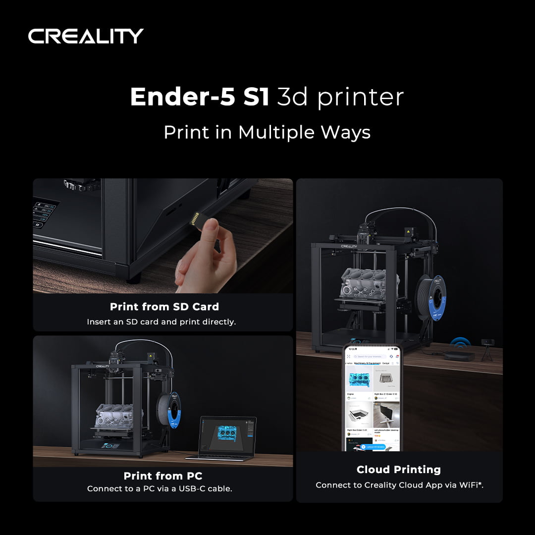 Creality 3D 3D Ender 5 3D Printer FDM 3D Printing Machine with Sprite Dual Gear Direct Extruder and CR Touch Auto Leveling 220x220x280mm Printing Area 250mms Print Speed with 4.3'' Color